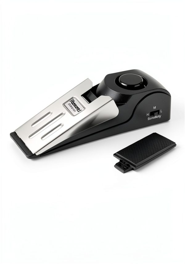 Rosoenvi Door Stop Alarm Black 2 Pack Modern Rubber Door Stopper-6