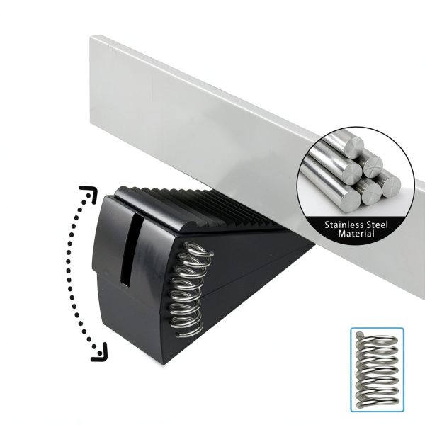 Door Stop BHYTAKI Duty Under‑Door Rubber Stainless Steel Black DF-1