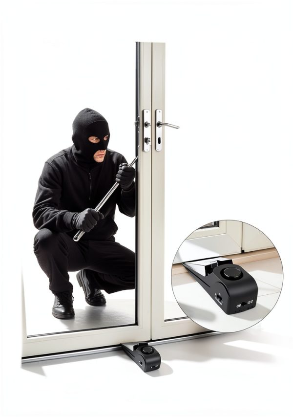 Rosoenvi Door Stop Alarm Black 2 Pack Modern Rubber Door Stopper-1
