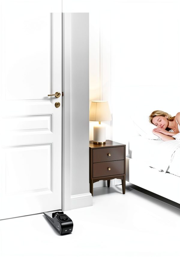 Rosoenvi Door Stop Alarm Black 2 Pack Modern Rubber Door Stopper-3