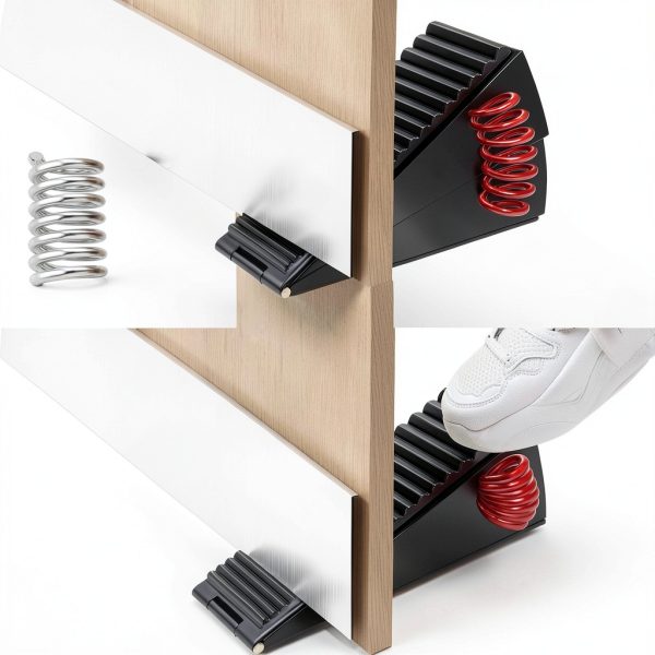 Door Stop BHYTAKI Duty Under‑Door Rubber Stainless Steel Black DF-2