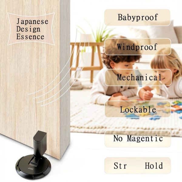 Door Stop XUFU metal Mechanical Locking Door Holder Matte Black-2