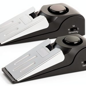 Rosoenvi Door Stop Alarm Black 2 Pack Modern Rubber Door Stopper-0