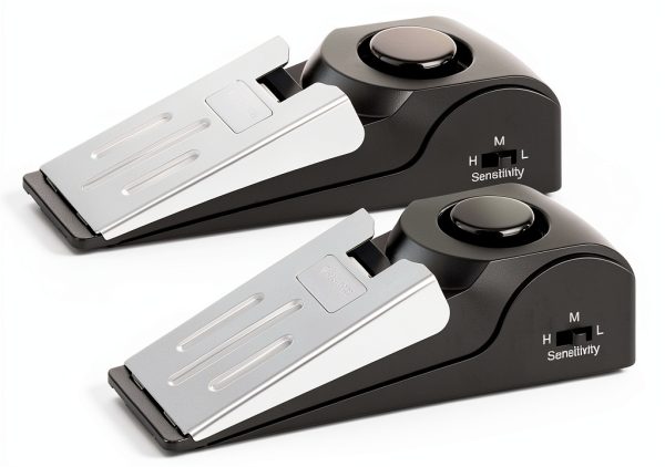 Rosoenvi Door Stop Alarm Black 2 Pack Modern Rubber Door Stopper-0