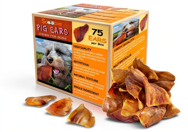 Scoochie Pet Brazilian Pig Ears All-Natural Chews 75 Count-0