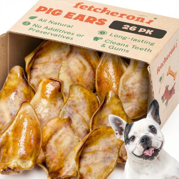 Whole Pig Ears Large French Bulldogs 26 Pack Fetcheroni Dog Chews-0