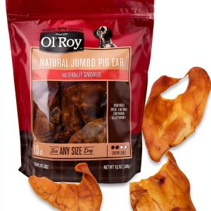 Natural Jumbo Pig Ear Dog Chews Ol Roy 10 Count Smoked Flavor-0