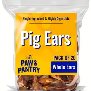 Paw & Pantry Thick Cut Whole Pig Ears for Dogs 20 Pack 5-6 Inch-0
