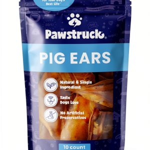 Pawstruck Natural Slow Roasted Pig Ears for Dogs 10 Count Dental Chew-0