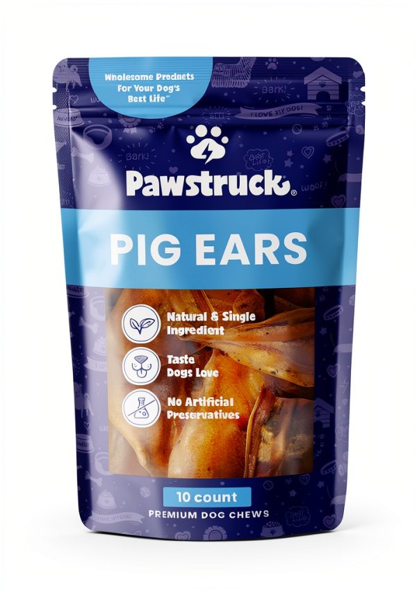 Pawstruck Natural Slow Roasted Pig Ears for Dogs 10 Count Dental Chew-0