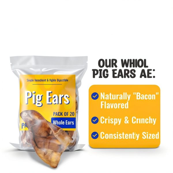 Paw & Pantry Thick Cut Whole Pig Ears for Dogs 20 Pack 5-6 Inch-4
