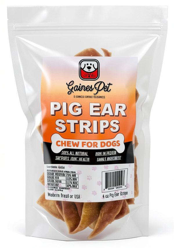 Gaines Pet Pig Ear Strips for Dogs 4oz Grass-Fed High-Protein Chews-0