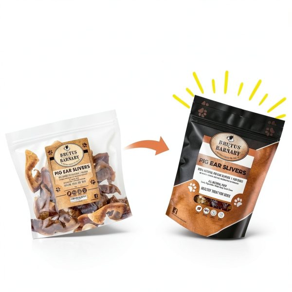 Pig Ear Slivers Thick Cut Natural Dog Treat by Brutus & Barnaby 1lb-1