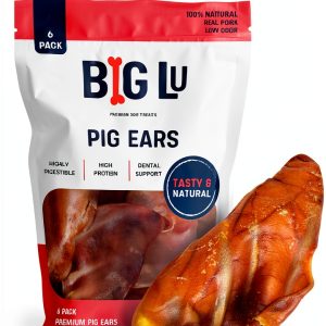 Whole Pig Ears for Dogs Big Lu 6 Count Single Ingredient Treats-0