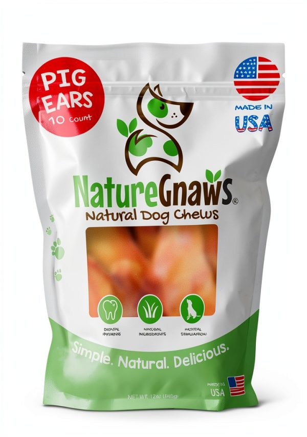 Nature Gnaws USA Pig Ears for Dogs - Long‑Lasting Chew, 10 Count-0