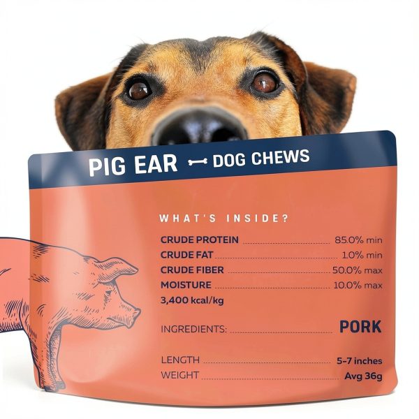 Whole Pig Ears for Dogs Big Lu 6 Count Single Ingredient Treats-3